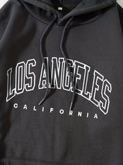Letter Print Kangaroo Pocket Hoodie Casual Long Sleeve Drawstring Hoodies