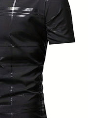 Men's Stripe Print Short Sleeve Shirt for Summer