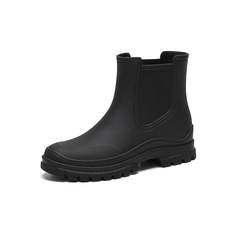 Women's Platform Ankle Rain Boots Waterproof Slip on Shoes