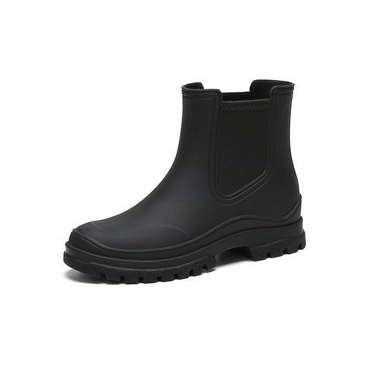 Women's Platform Ankle Rain Boots Waterproof Slip on Shoes