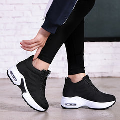 Women's Lightweight Mesh Sneakers Platform Low Top Lace Up Casual Shoes