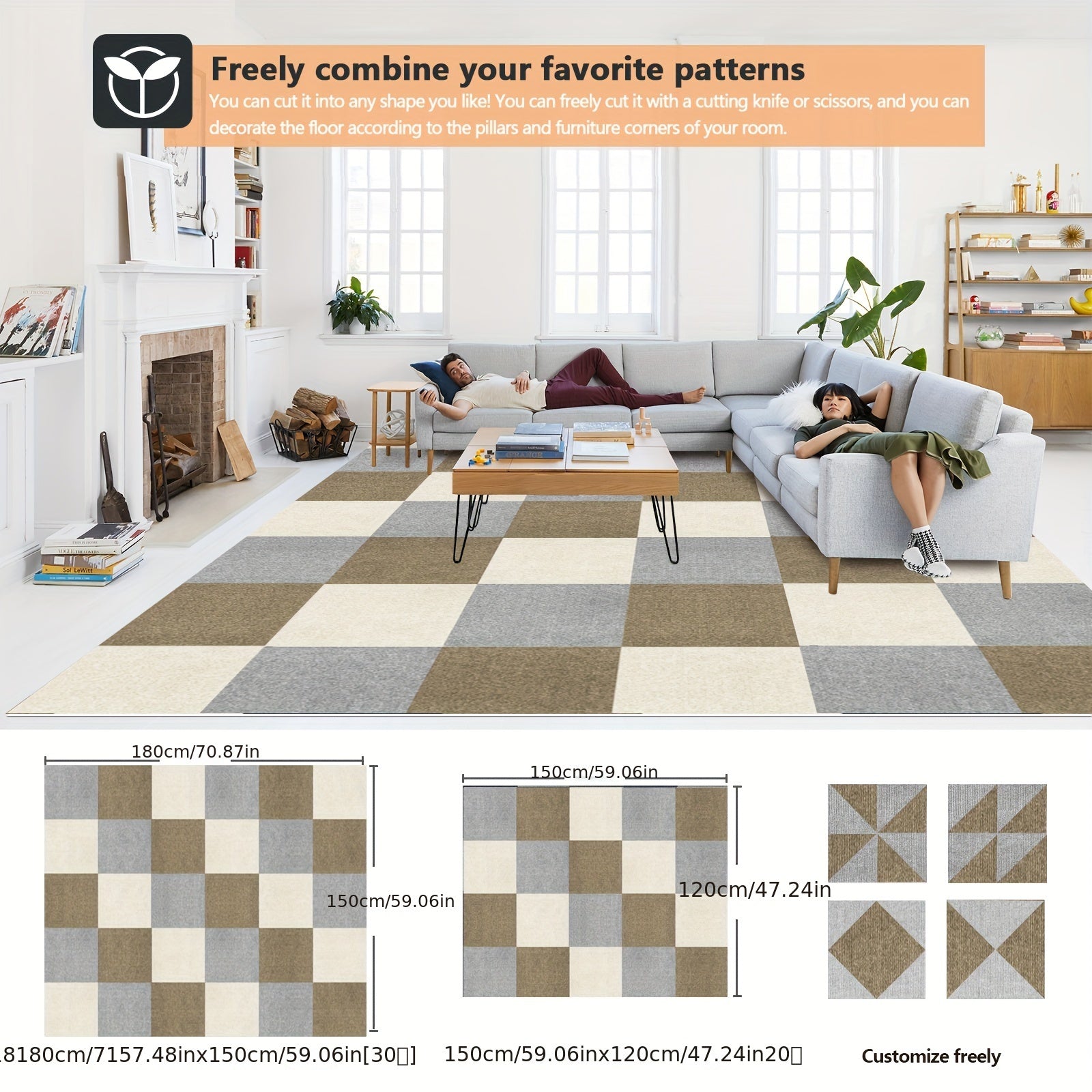 Anti-slip Office Floor Tile Carpet Sticker Square Carpet Sticker