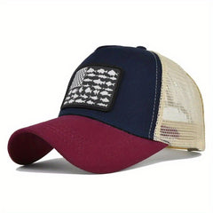 Fish Flag Patch Baseball Cap Unisex Mesh Trucker Hat