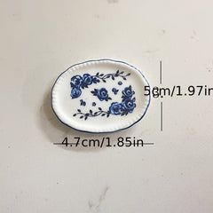 Dollhouse Ceramic Plate with Natural Pattern - Kitchen Props