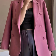 Double Breasted Lapel Blazer Long Sleeve Casual Work Office Outerwear