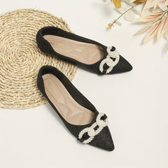 Faux Pearl Flat Shoes Slip On Soft Sole Casual Comfy Walking Shoes