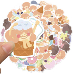 50pcs Cartoon Ice Cream Graffiti Waterproof Stickers