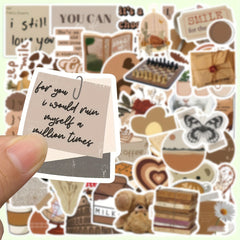 60pcs Brown Stickers DIY Decorative Waterproof Stickers
