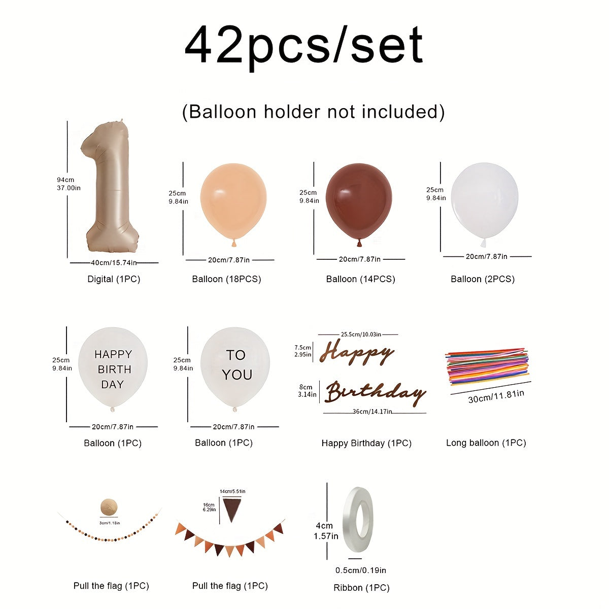 42pcs Retro Style Birthday Balloon Party Decoration Set