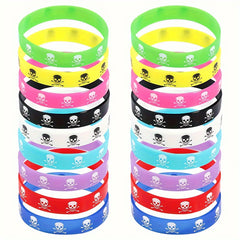 9pcs Skull Silicone Sports Bracelets Elastic Men's Jewelry Gift