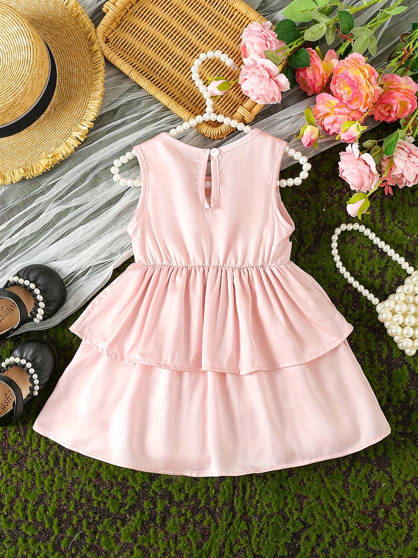 Baby Girl's Bow Layered Sleeveless Dress