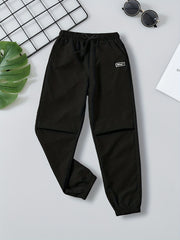 Boys Casual Letter Print Elastic Waist Pants