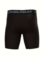 Men's Letters Pattern Compression Shorts for Outdoor Fitness