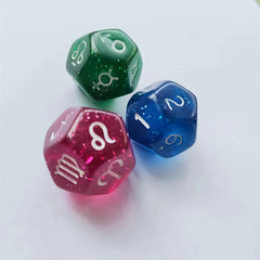 12-Sided Astrological Tarot Dice with Velvet Bag