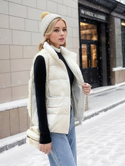 Women's Lightweight Sleeveless Puffer Jacket Stand Collar Warm Vest