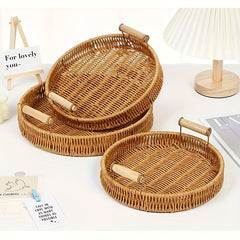 Rattan Serving Tray Heat Insulated Durable Basket Food Storage Display