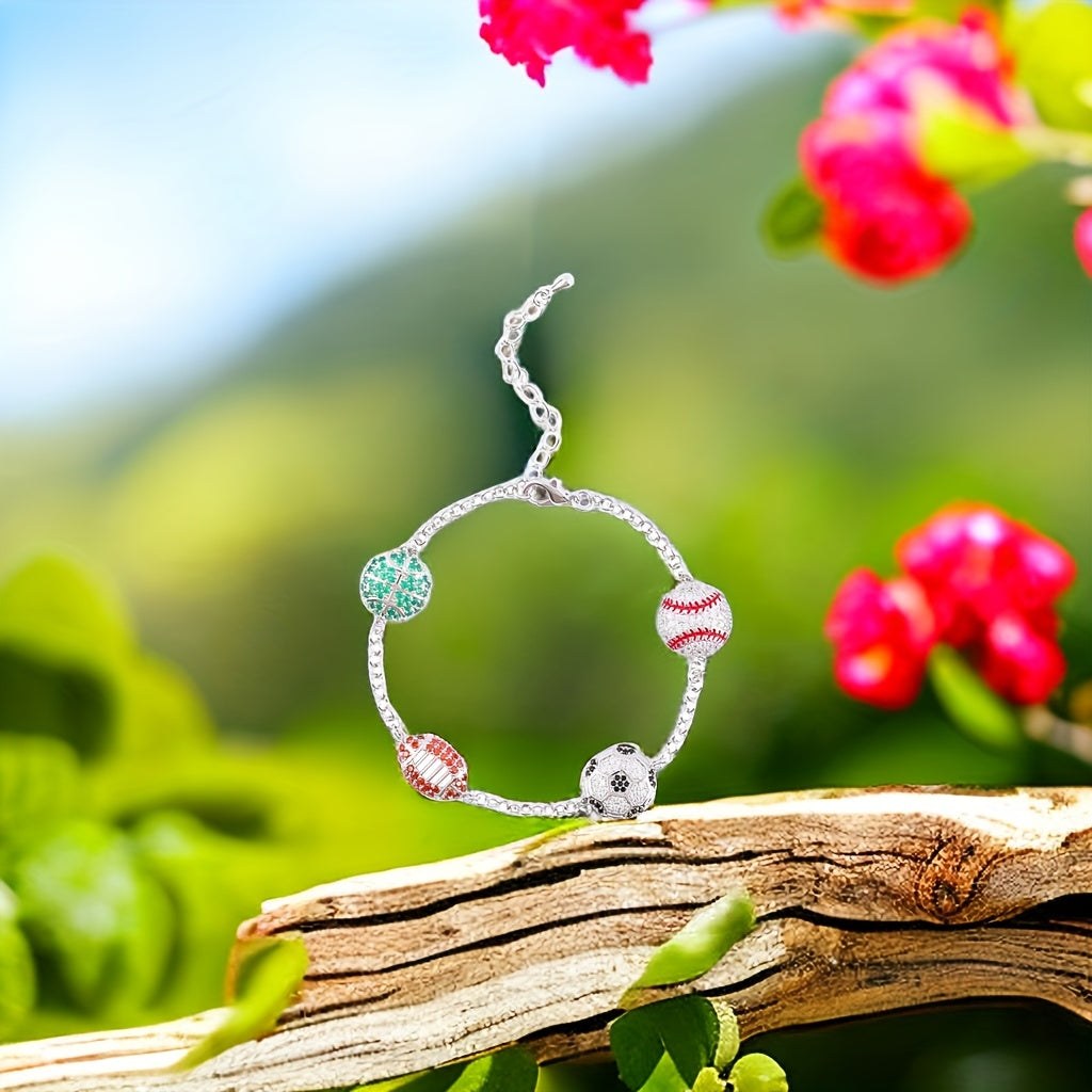 Sparkling Rhinestone Ball Charm Bracelet for Women