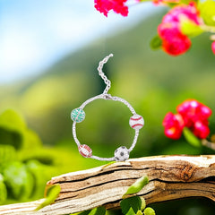 Sparkling Rhinestone Ball Charm Bracelet for Women