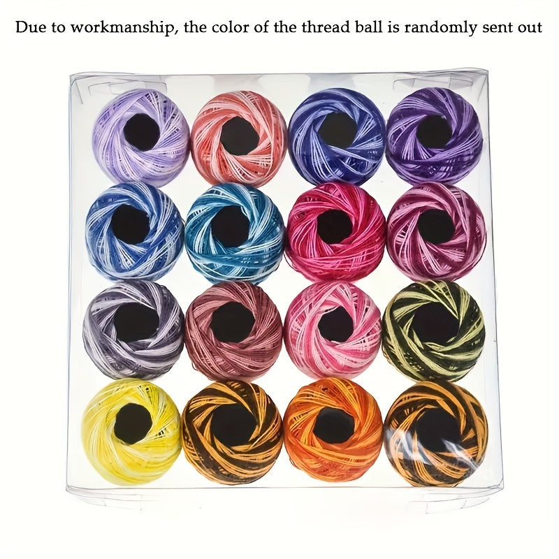 16pcs Cross Stitch Embroidery Set Portable Crochet Cotton Thread DIY Knitted