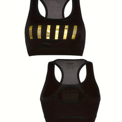 Mesh Stitching Sports Yoga Bra Racerback Running Workout Fitness Bra