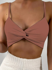 Twist Front V-Neck Cami Top Solid Color