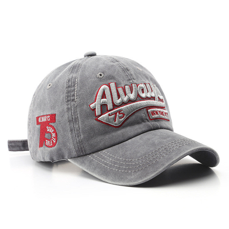 Washed Letter Embroidery Baseball Cap Men's Women's Hip Hop Shade Baseball Cap