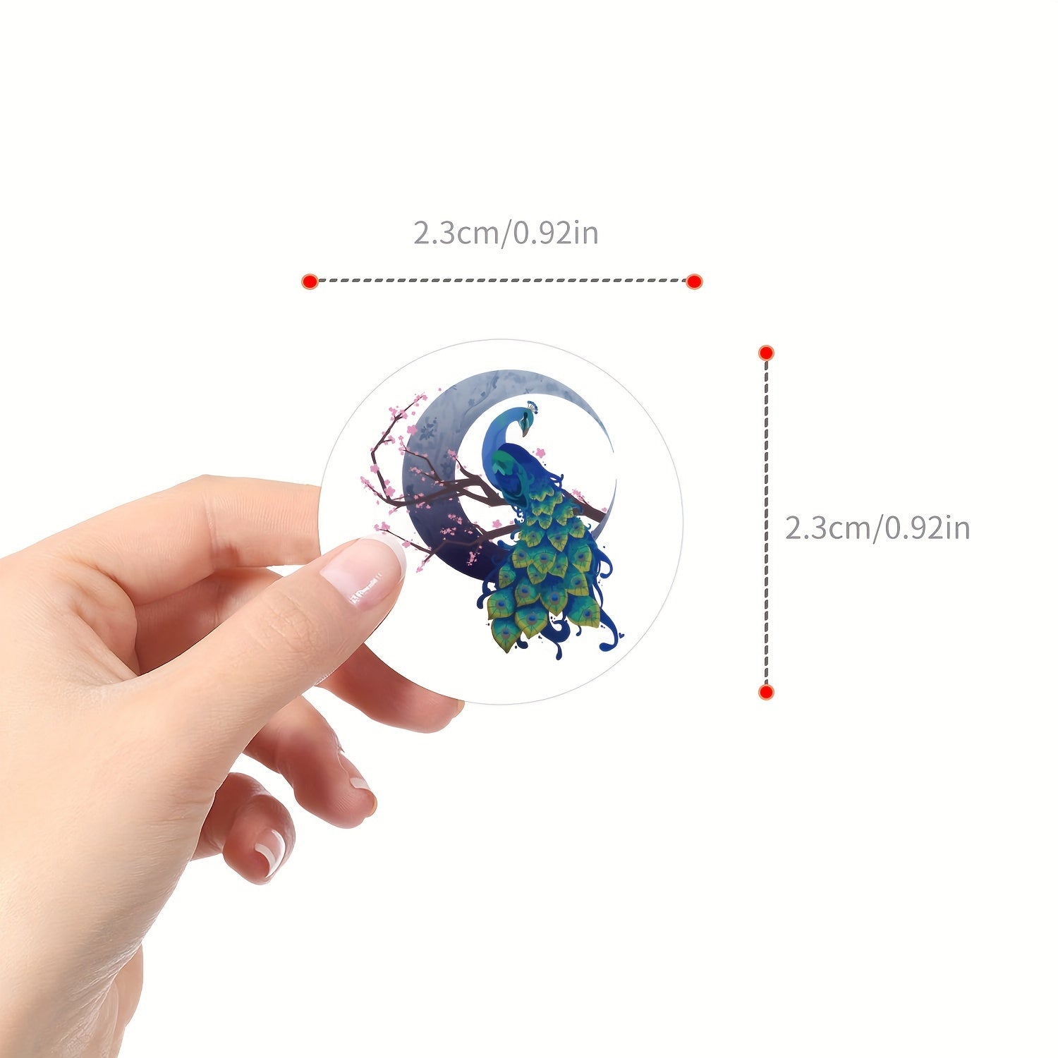 500pcs Peacock Stickers Roll Vinyl Stickers Scrapbook Journaling Laptop Bumper