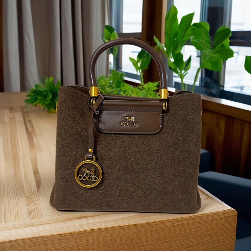 Women's Triangular Tote Handbag with Golden Hardware & Detachable Straps