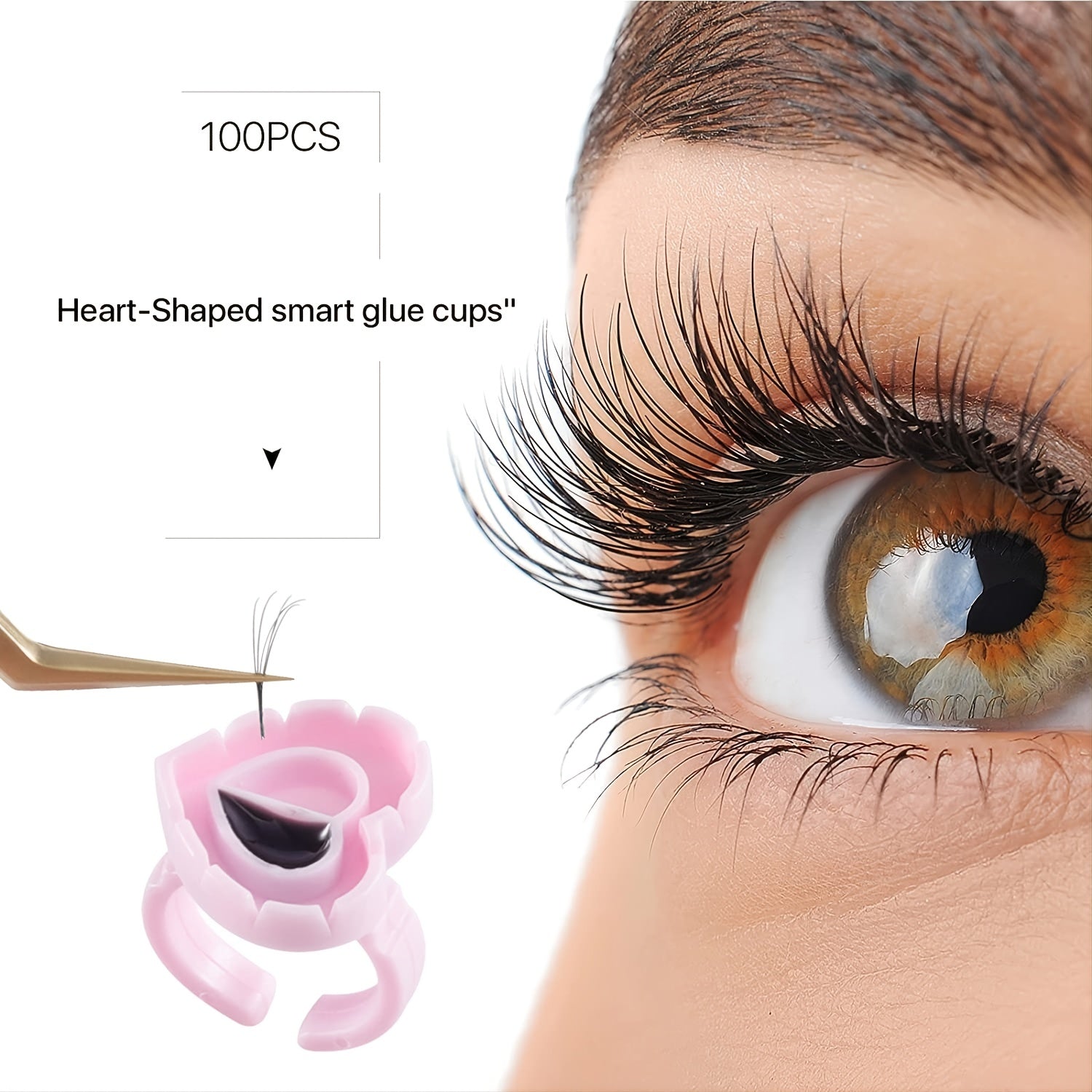 100 PCS Glue Rings Lash Glue Holder Fanning Blossom Cups For Eyelash Extensions