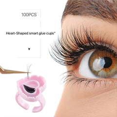 100 PCS Glue Rings Lash Glue Holder Fanning Blossom Cups For Eyelash Extensions