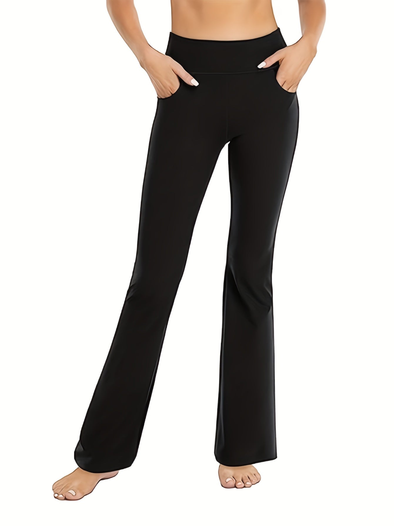High Waisted Bootcut Leggings with Pockets - Women's Yoga Pants