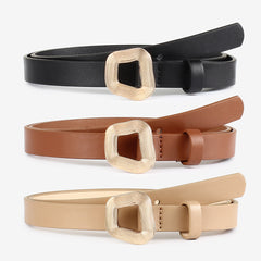 3pcs Geometric Buckle PU Leather Belt Retro Casual Jeans Belt