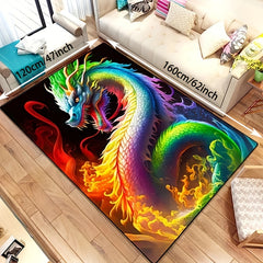 Colorful Dragon Printed Carpet Large Area Rug Soft Mat Non-slip Doormat