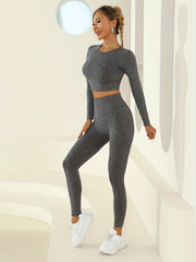 Yoga Workout Set Slim Fit Top & Sports Leggings Women's Activewear