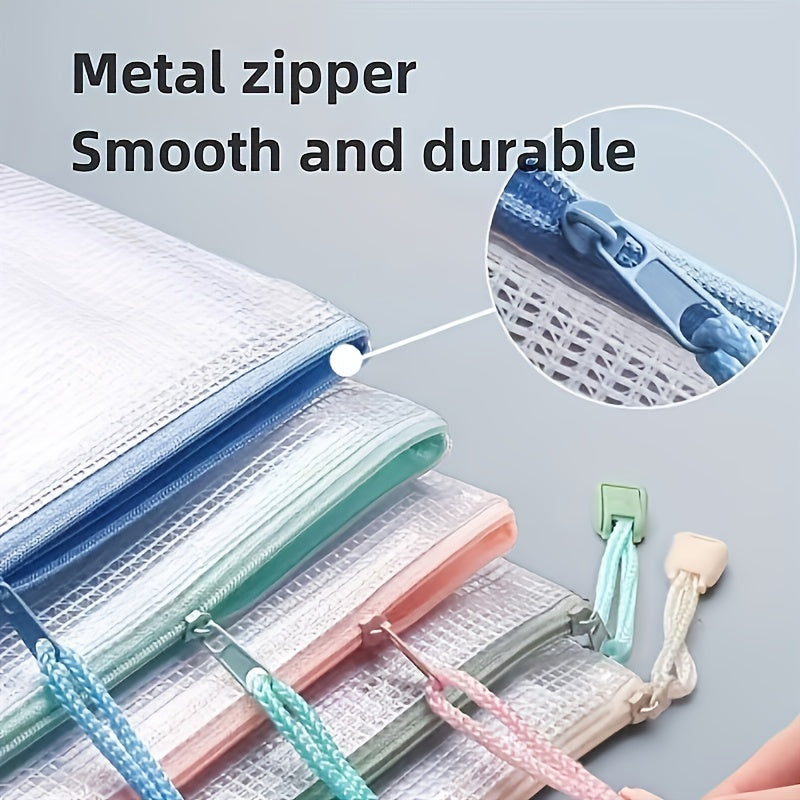 10 Pcs Mesh Bag With Zipper A4 Size Office Home Supplies Student Use