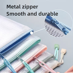 10 Pcs Mesh Bag With Zipper A4 Size Office Home Supplies Student Use