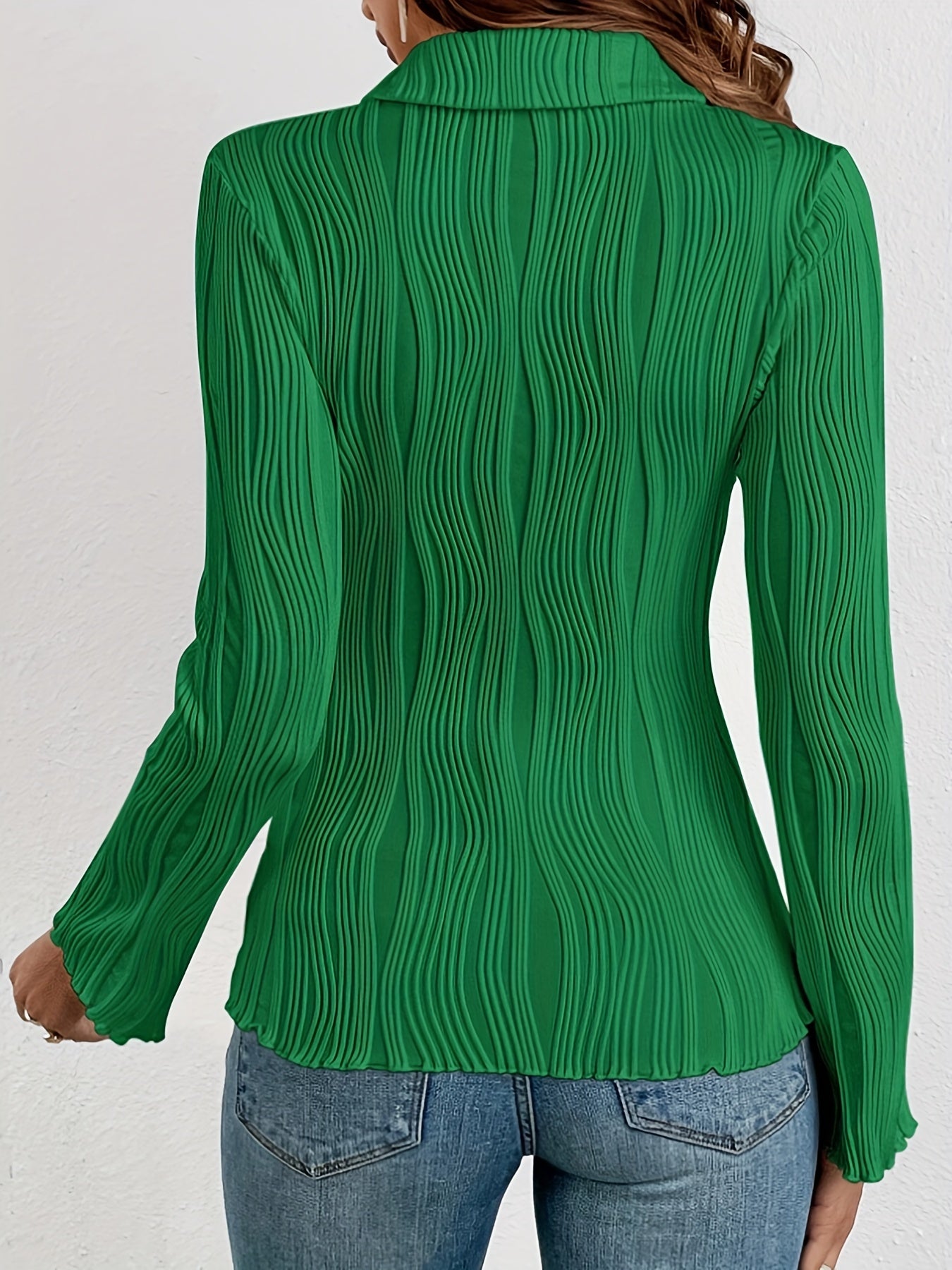 Casual Blouse Women's Plus Solid Striped Button Up Long Sleeve Shirt