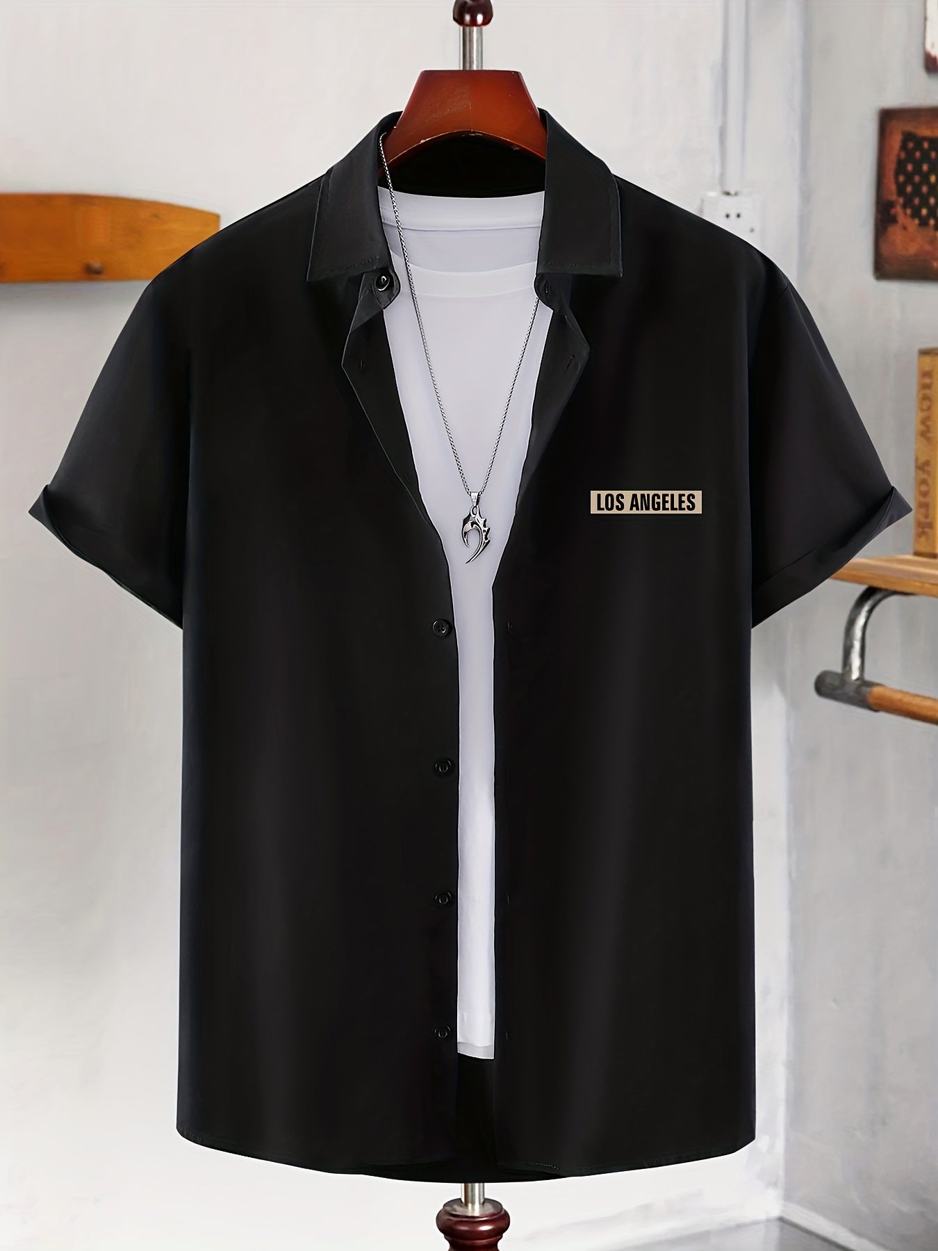 Men's Solid Smile Face Button Down Shirt
