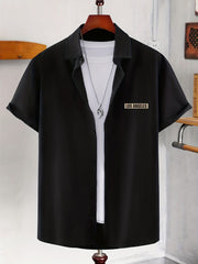 Men's Solid Smile Face Button Down Shirt