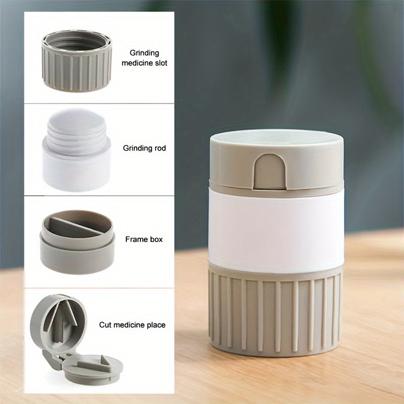 1pc Medicine Cutter Grinder Cup Storage Box 4 Functions Portable