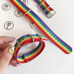 Rainbow Colorful Bracelet Cartoon Canvas Sports Bracelet