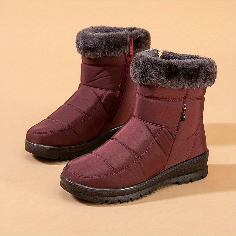 Women's Side Zip Snow Boots Plush Inner Thermal Ankle Boots Non Slip
