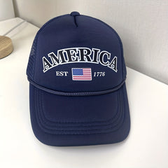 Print Trucker Hat Navy Patriotic Cap For Women & Men