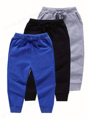 3pcs Boys Active Sweatpants Breathable Jogger Sports Pants