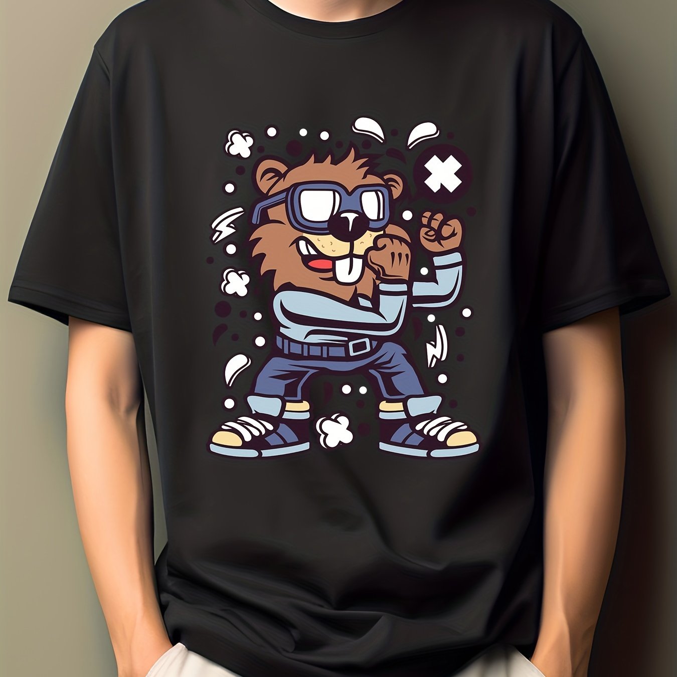 Men's Cartoon Print Hip Pop T-shirt