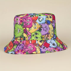 Fisherman Hat Cartoon Print Double sided Basin Hat Sun Visor Hip hop Cap