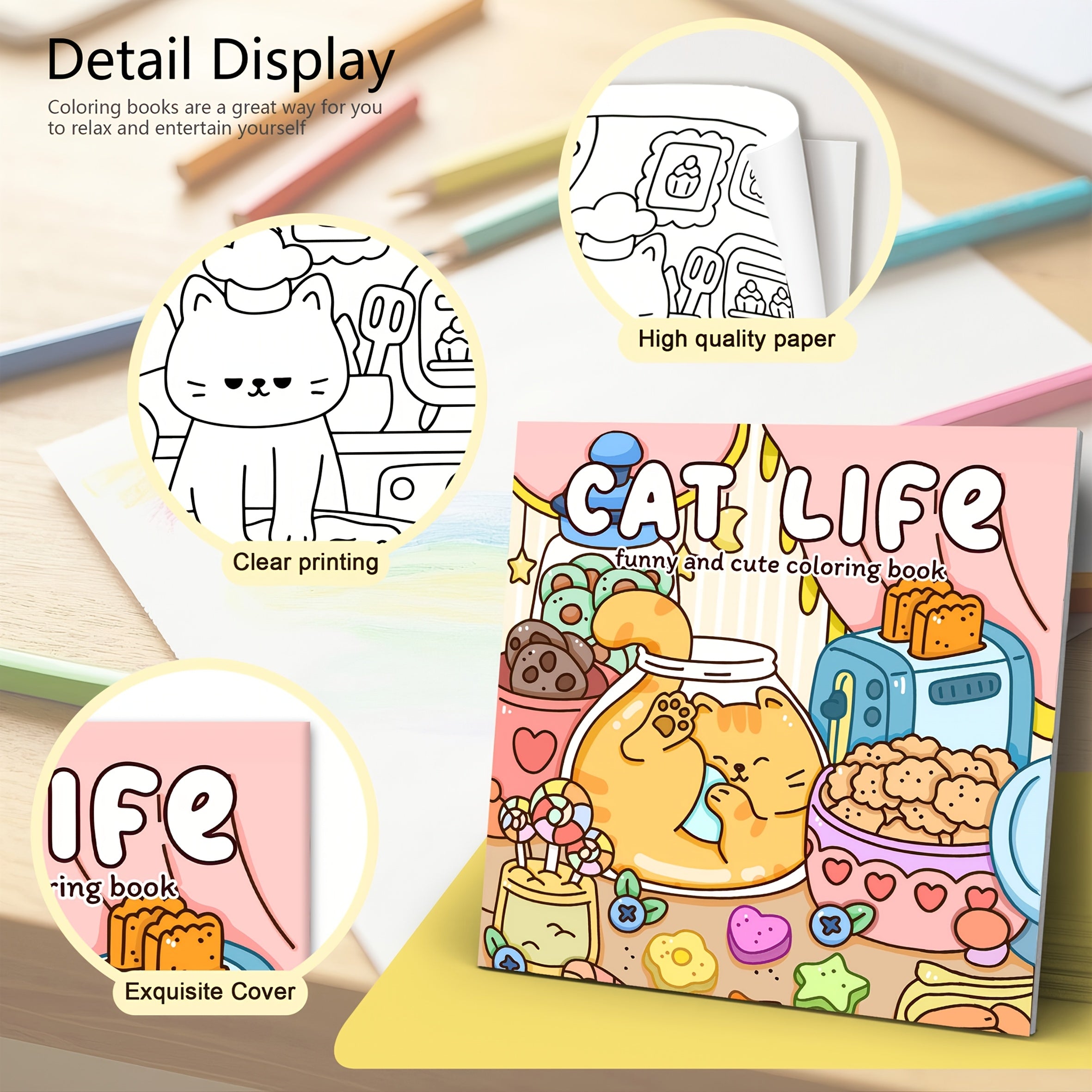 Cat Life Adult Coloring Book - 24 Pages of Adorable Cat Illustrations