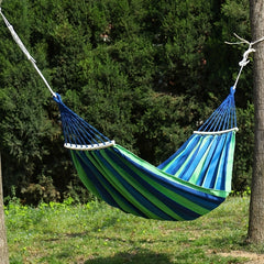 Portable 2-Person Striped Hammock for Garden Travel Camping