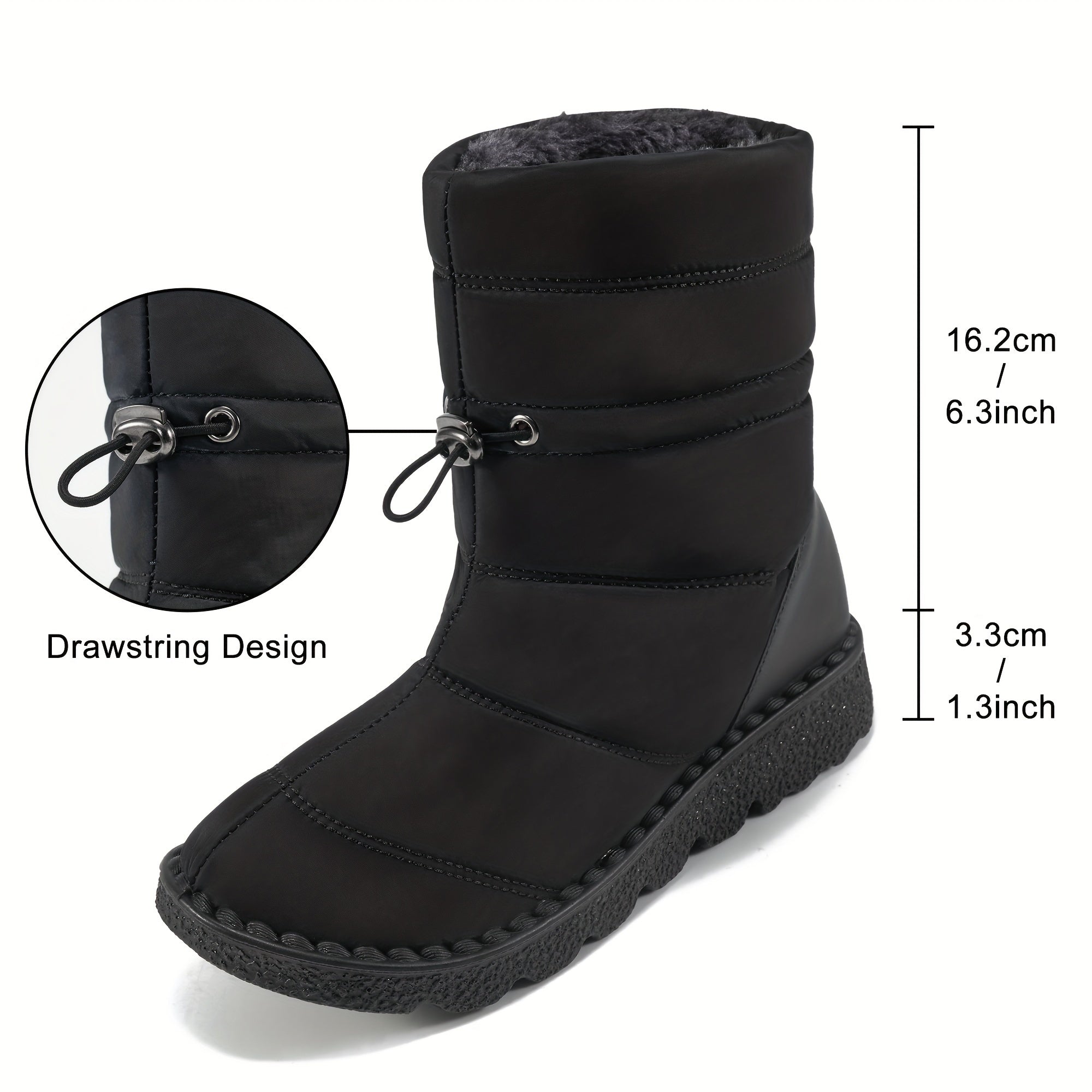 Faux Fur Lined Thermal Snow Boots Plush Furry Round Toe Flat Winter Shoes