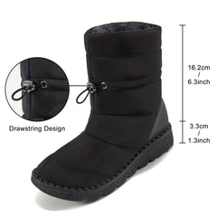 Faux Fur Lined Thermal Snow Boots Plush Furry Round Toe Flat Winter Shoes